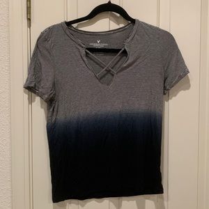 American Eagle Striped V-neck Top
